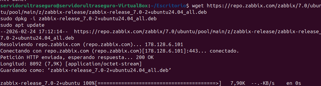 Descargando el paquete de repositorio Zabbix 7.0
